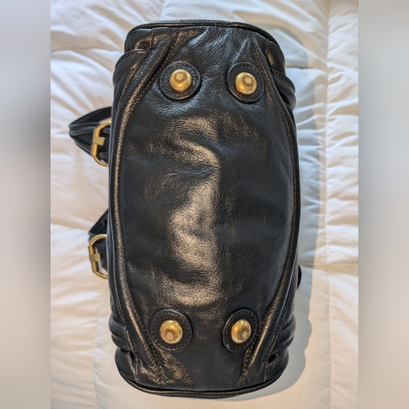 Marc by Marc Jacobs Black Leather Satchel with Drop Handles and Gold Hardware - Picture 6 of 14